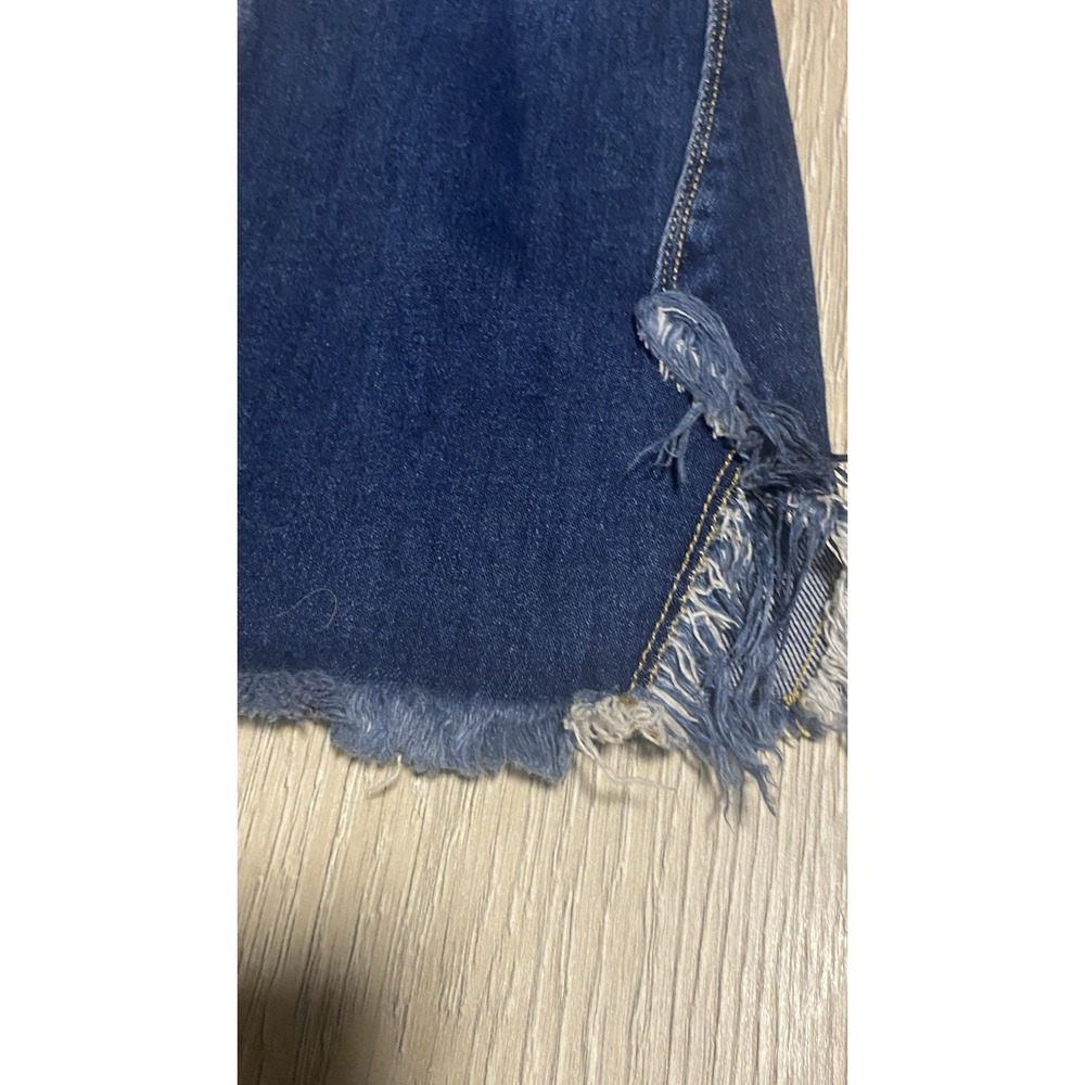 Kancan Jeans Flare Frayed Hem Denim Stretch Mid Rise Womens 1 Festival Farmcore - Picture 2 of 8